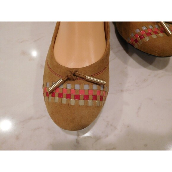Gorgeous TOD'S Tan Leather Ballet Driving Flats with Basket Weave Design Size 6 - Picture 3 of 10